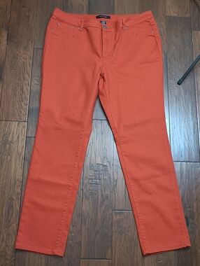 Ashley Stewart Dark Orange Jeans with Faux front pockets size 18